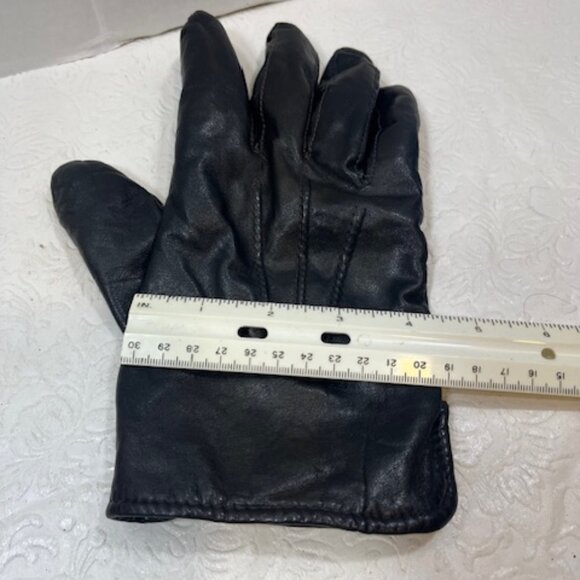 Men's Black Soft Leather Cashmere Lined Winter Gloves Size: Large VGUC - Picture 13 of 15